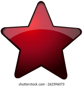 Red Glossy Star, Vector Illustration isolated on White Background. 