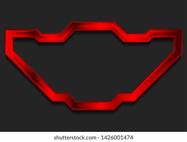 Red glossy technology frame abstract background. Vector design