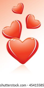 Red glossy valentine's hearts