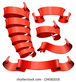 red Glossy vector ribbons on a transparent background for your design project
