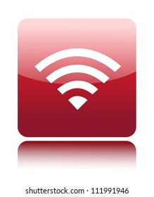 Red glossy wireless or wifi button sign (Closed wifi or wireless)