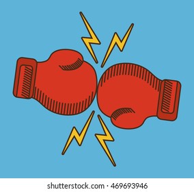 red glove boxing sport training icon. Colorful and flat design. Vector illustration