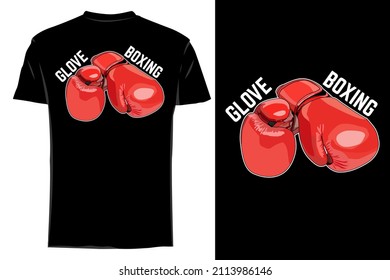 Red glove boxing vector t shirt mockup retro vintage
