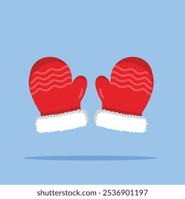 red glove logo, christmas object illustration christmas clothes. suitable for poster and web icon