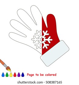 Red Gloves to be colored, the coloring book to educate preschool kids with easy kid educational gaming and primary education of simple game level.