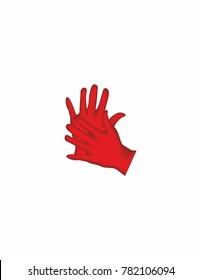 Red gloves on white background