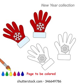 Red gloves in vector cartoon to be colored. 