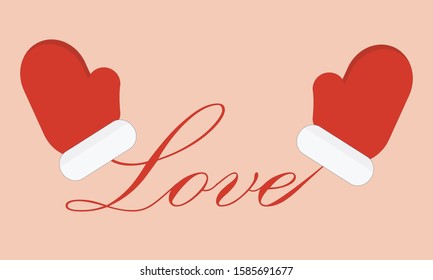 Red gloves and the word love