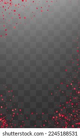 Red Glow Glamour Vector Transparent Background. Abstract Sparkle Postcard. Trendy Confetti Transparent Backdrop. Shine Christmas Invitation.