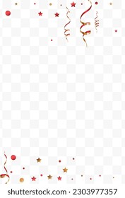 Red Glow Happy Vector White Transparent Background. Modern Star Background. Gold Sparkle Shiny Illustration. Dust Transparent Wallpaper.