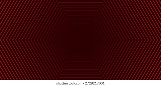 red glow hexagon tunnel loop. Seamless 4K animation. Abstract motion screen background with animated loop box. Glowing neon frames with bright colors on a black background. 3D rendering
