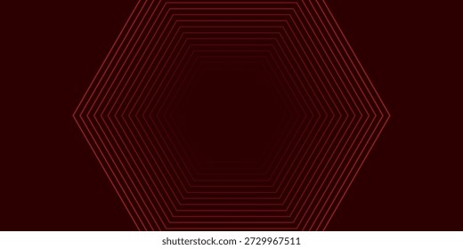 red glow hexagon tunnel loop. Seamless 4K animation. Abstract motion screen background with animated loop box. Glowing neon frames with bright colors on a black background. 3D rendering
