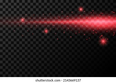 
Red glow line light effect, shining dust and stars on transparent background