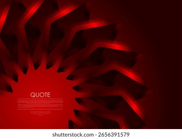 Formas geométricas abstractas brillantes rojas 3D sobre fondo oscuro con diseño tecnológico futurista. Ilustración vectorial