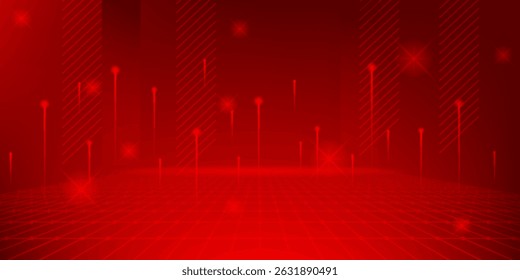 red glowing abstract background with mix of broken square patterns on elegant red background