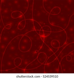 Red glowing background with paper streamer and soft bokeh.Vector elements can be used as backdrop to your design.