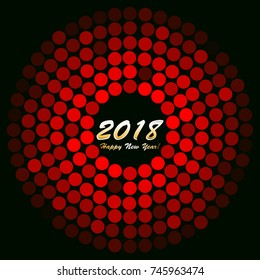 Red, glowing ball on a black background. Happy New Year 2018!