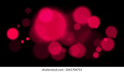 Red glowing bokeh with layered circle particles and blur effect on black backdrop. Creates a dramatic, energetic visual for digital compositions.