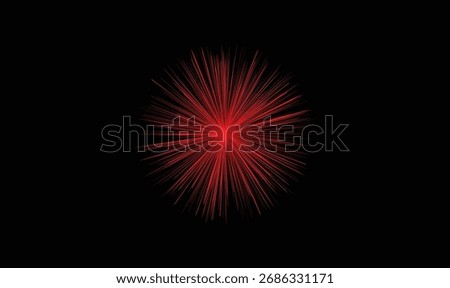 Red glowing burst light effect on black background — abstract explosion energy glow, bright radial starburst illumination, vibrant digital background design