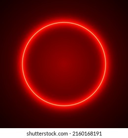 Red glowing circle, abstract dark background, vector illustration.