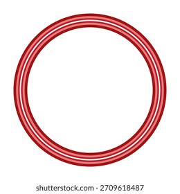 Marco circular rojo brillante que muestra múltiples líneas concéntricas con un anillo exterior sólido y anillos interiores más claros, creando un elemento gráfico en capas sobre un fondo blanco