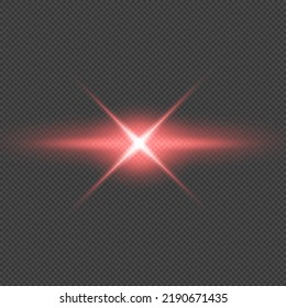 Roter, leuchtender Kreis von Licht Bersten, Stern, Explosion mit Staub und Funkeln auf transparentem Hintergrund.