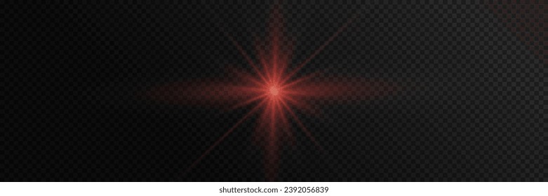 Red glowing circle of light burst, star, explosion on a transparent background.	
