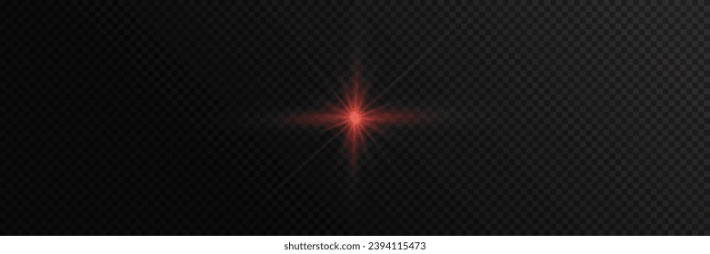 Rojo y brillante círculo de luz estalló, estrella, explosión en un fondo transparente.