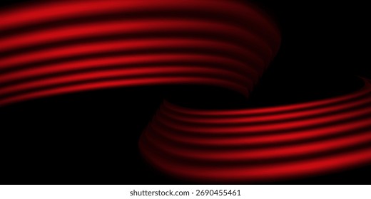 Fundo de palco curvo brilhante vermelho com luz de spot em preto. Terno para banner, web, cartaz, panfleto, brochura e apresentação