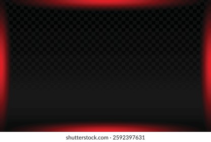 Red glowing frame on a dark checkered transparent background, creating an eerie and dramatic effect. Perfect for creative, cinematic, or high-impact-themed designs.