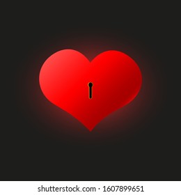 red glowing heart with keyhole