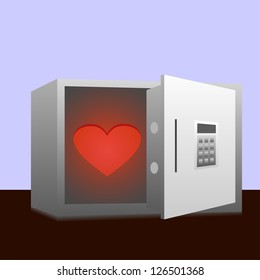 The red glowing heart in the safe