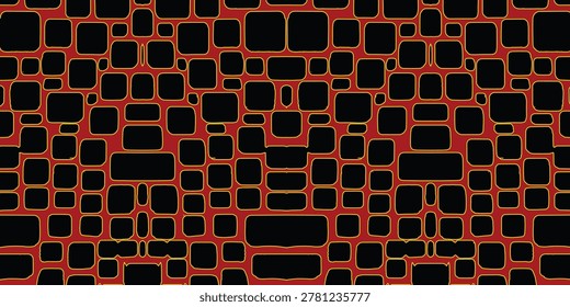 Red glowing interconnected rounded rectangle grid pattern