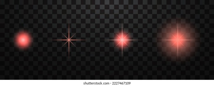 Efecto de luz rojo brillante para la lámpara sobre fondo transparente