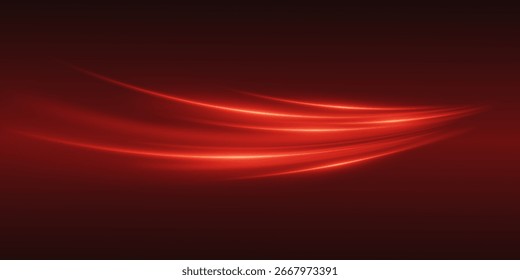 Línea de movimiento brillante rojo, rastro abstracto brillante.
