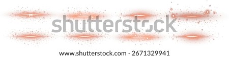 Red glowing line with sparkling highlights and dynamic motion blur. Transparent background light effect for use in banners, apps, and visual design.