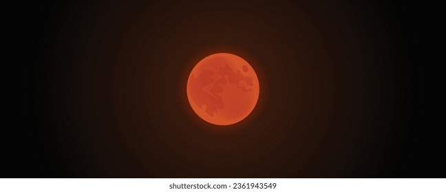 red glowing moon at dark night sky vector background