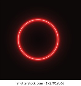 Red Glowing Neon Circle, 3d Illustration.