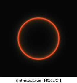 Red glowing neon ring.A circle on a dark background.Design element.Print vector