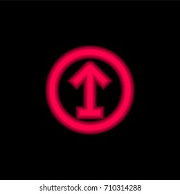 Up red glowing neon ui ux icon. Glowing sign logo vector