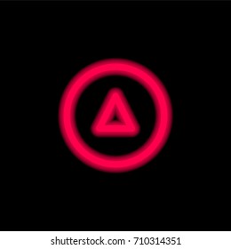 Up red glowing neon ui ux icon. Glowing sign logo vector