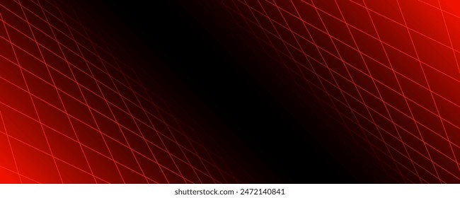 Fondo de alambre de neón rojo brillante. Planos de rejilla diagonal a cuadros brillantes en perspectiva. Fondo de pantalla retro futurista. Arcade juego de ciencia ficción matriz de fondo de la superficie para el cartel, Anuncio. Vector