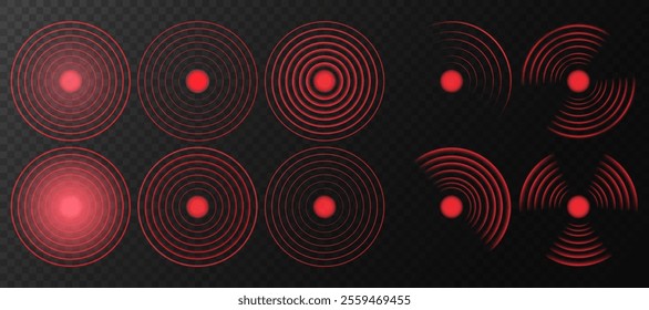 Red Glowing Sensor Rings: Wireless Radar, Sonar, and Digital Signal Light Effects for Modern Designs