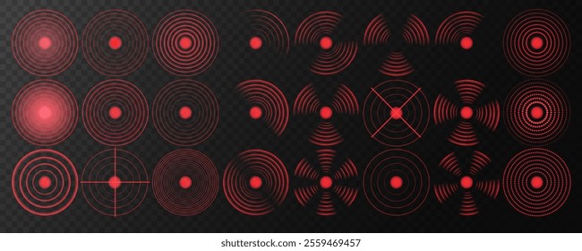 Red Glowing Sensor Rings: Wireless Radar, Sonar, and Digital Signal Light Effects for Modern Designs