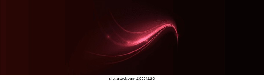 Red glowing shiny lines effect vector background. Luminous white lines of speed. Light glowing effect. Light trail wave, fire path trace line and incandescence curve twirl.