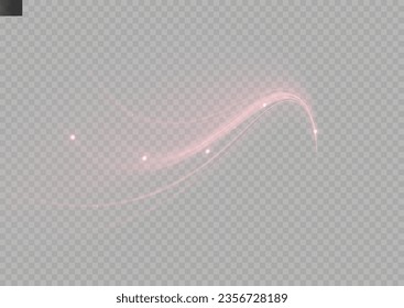 Fondo vectorial de efecto de líneas brillantes rojas. Luminosas líneas blancas de velocidad. Efecto luminoso. Ola ligera de senderos, línea de trazos de senderos de incendios y giro de la curva de incandescencia.