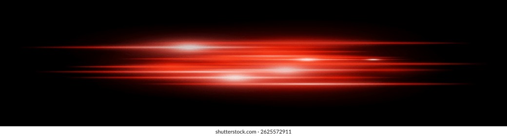 Rote leuchtende Linien mit unscharfem Fackeleffekt bei Dunkelheit. Ideal für Science-Fiction-Szenen, Rennvisuals, futuristischen Geschwindigkeitsübergang, Neonbeschleunigung und Motion-Design-Konzepte.