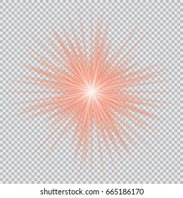 red glowing star, on a square background. Vector illustrator.