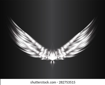 red glowing, stylized angel wings on a black background. vector