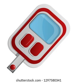 Red glucose meter icon. Cartoon of red glucose meter vector icon for web design isolated on white background